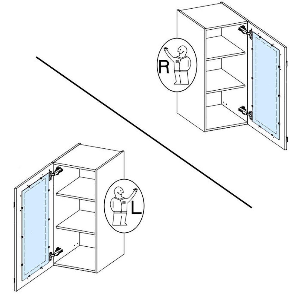STILO bb | horní skříňka 40GS-90 1F se 2 policemi | 40 cm | bílá mat | UNI dvířka