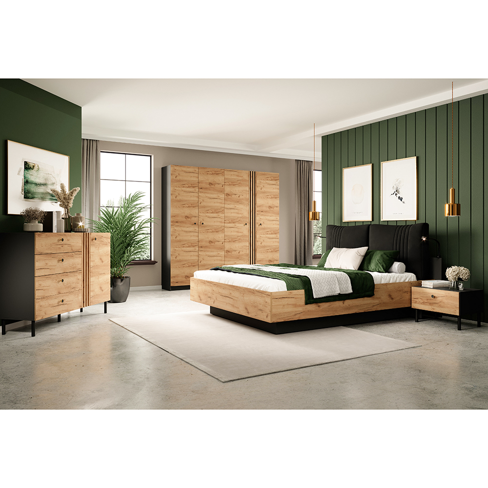 DECO | komoda D4S | 138 cm | kraft zlatý/antracit