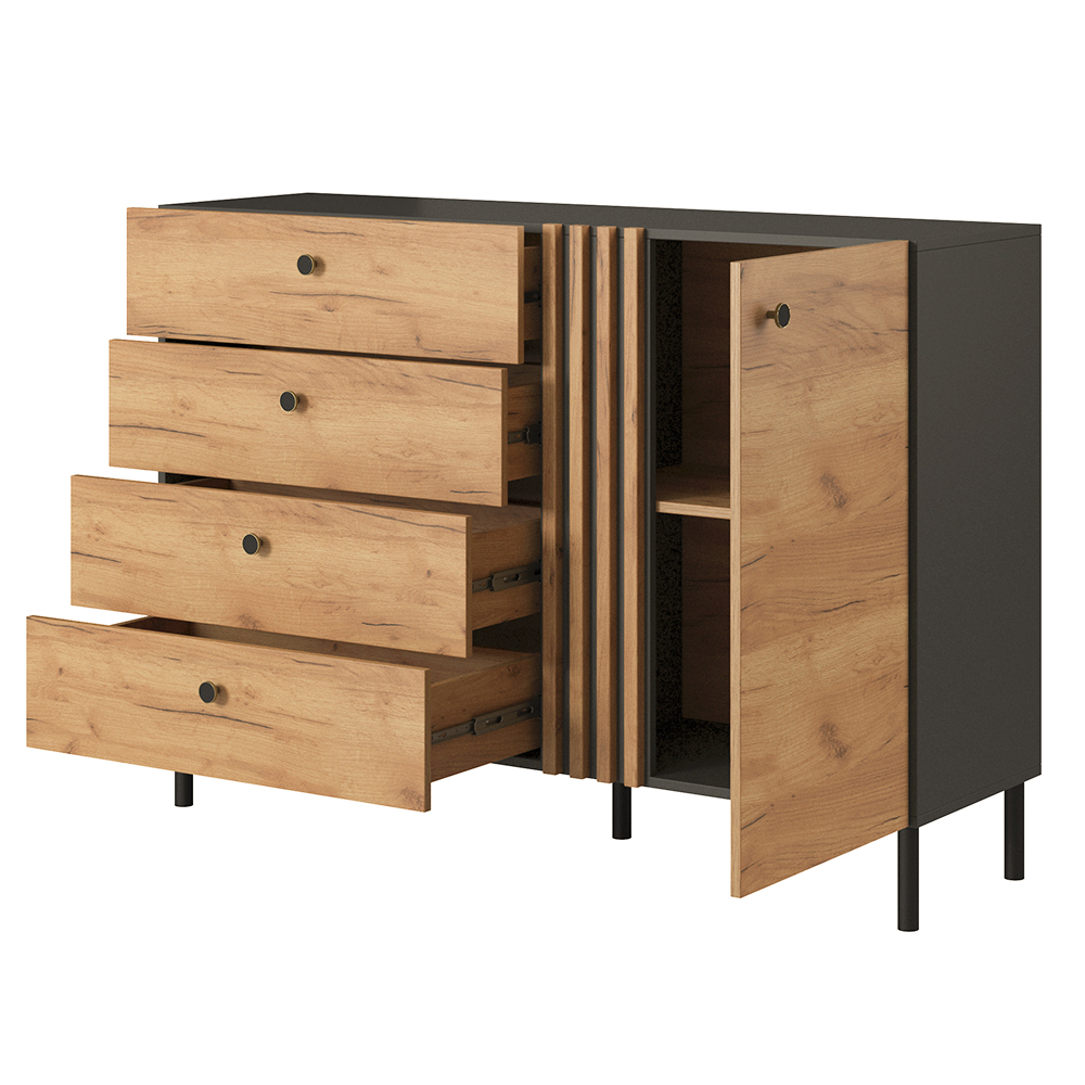 DECO | komoda D4S | 138 cm | kraft zlatý/antracit