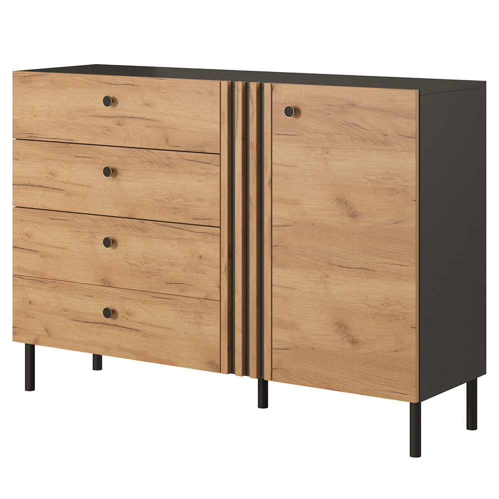 DECO | komoda D4S | 138 cm | kraft zlatý/antracit