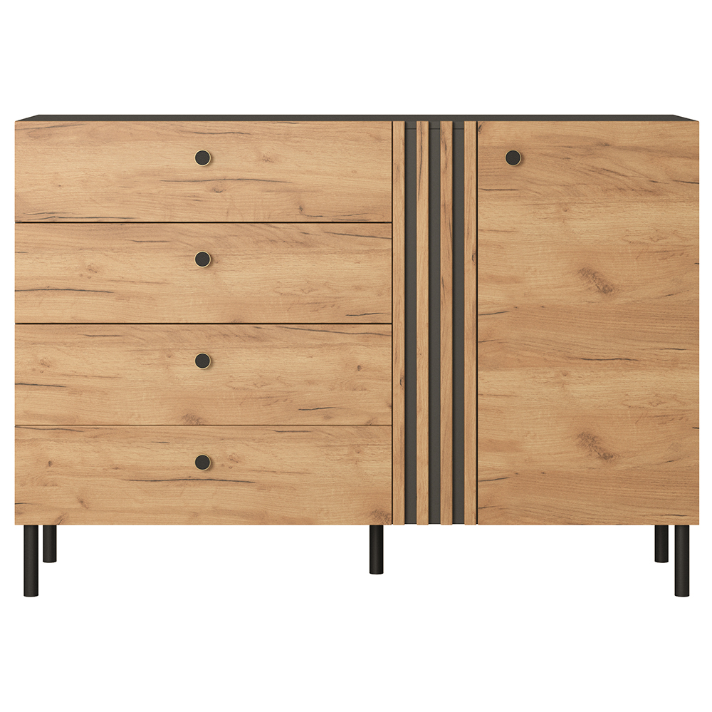 DECO | komoda D4S | 138 cm | kraft zlatý/antracit