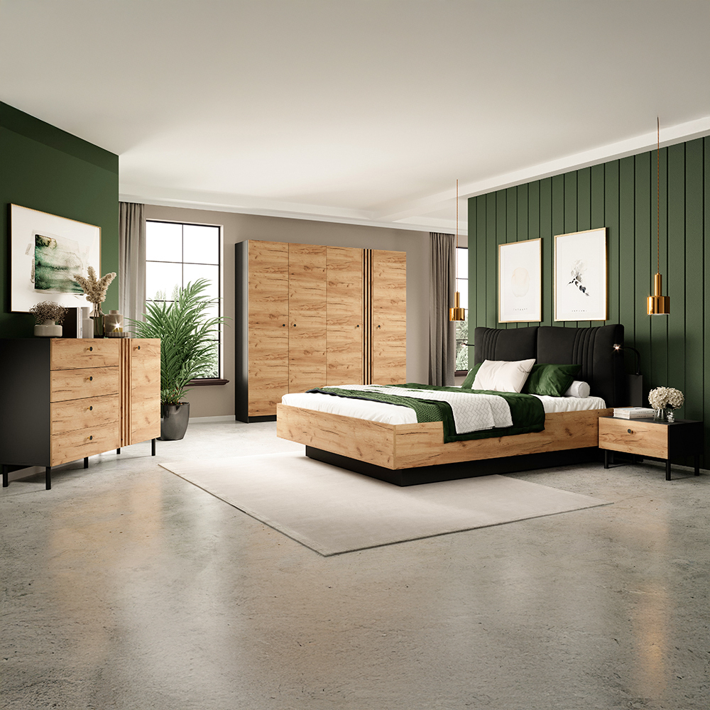 Ložnice DECO | 5 dílů | kraft zlatý/antracit