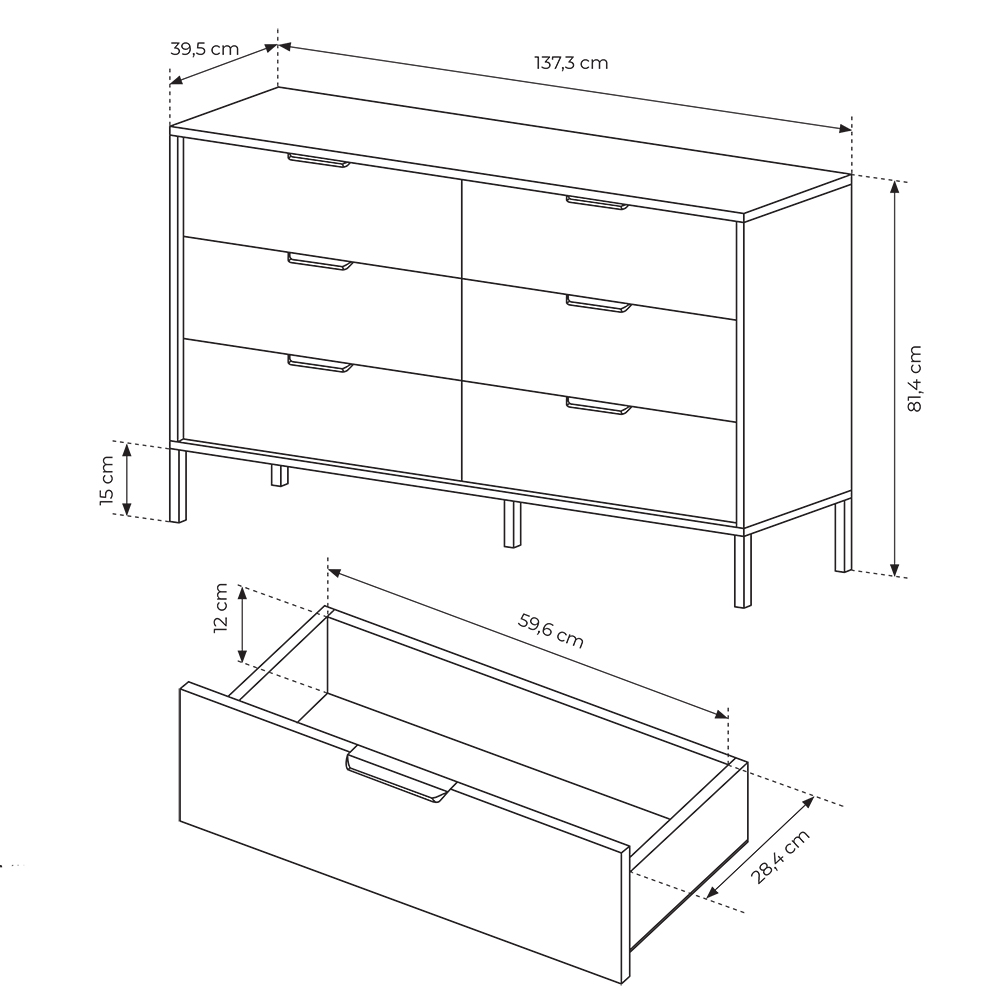 MILTON l | komoda 6S | 137,3 cm | kaštan/antracit