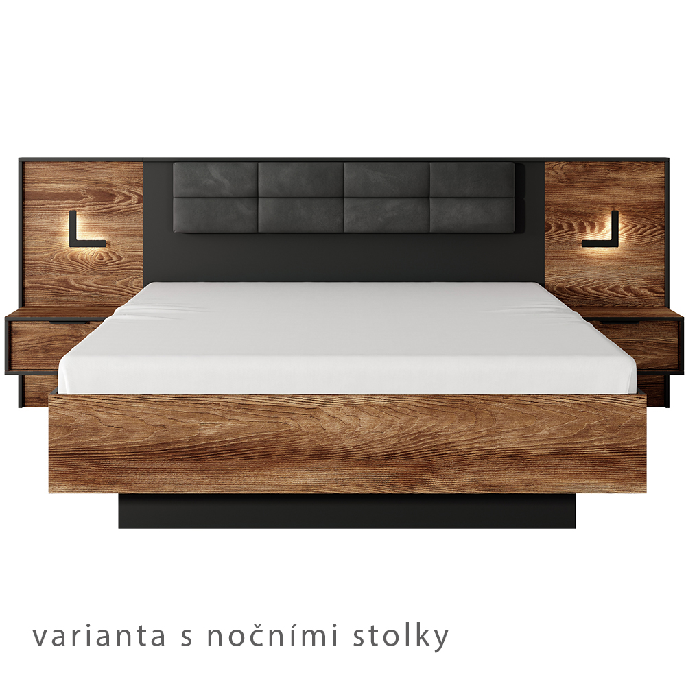 MILTON l | postel dvoulůžko | 160x200 cm | kaštan/antracit