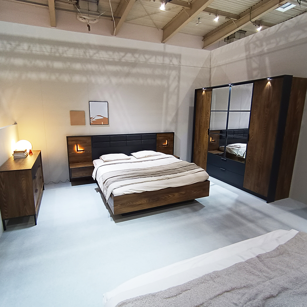 MILTON l | noční stolek + LED OSVĚTLENÍ | 48,8 cm | CENA ZA 2ks | kaštan/antracit