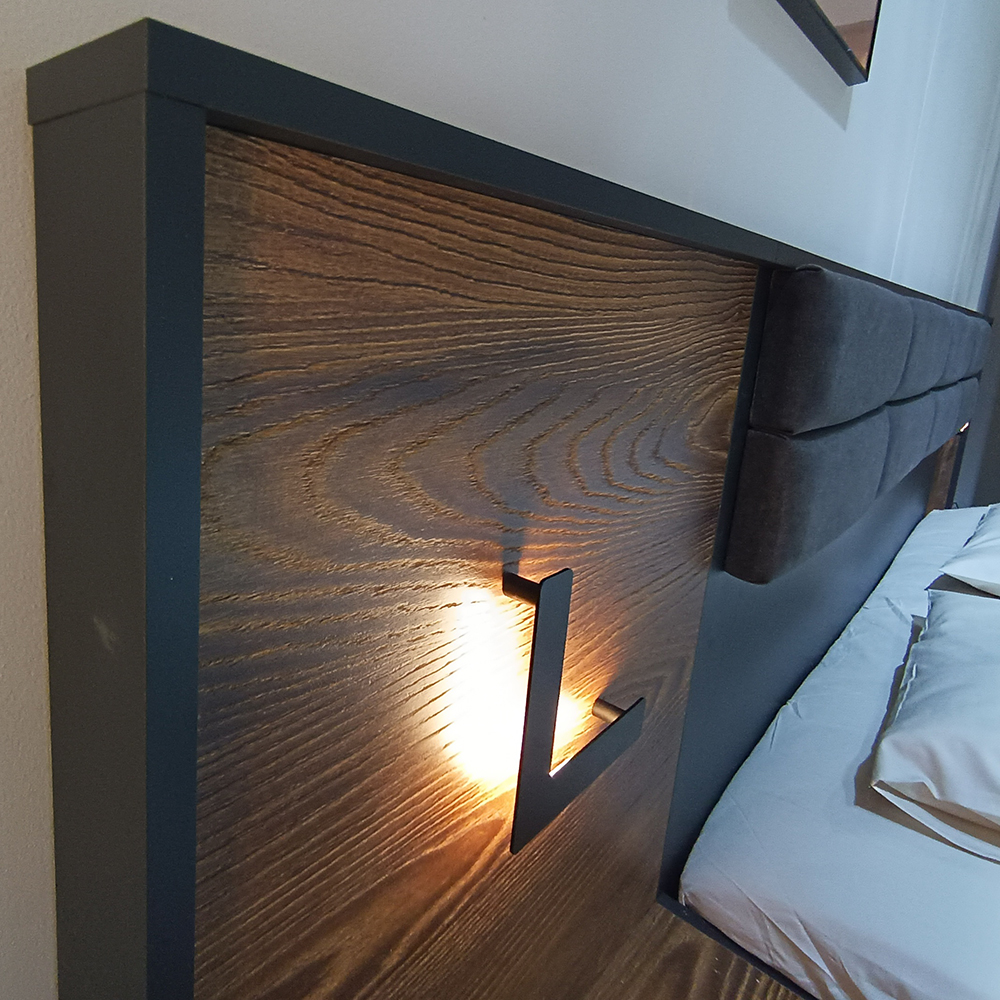 MILTON l | noční stolek + LED OSVĚTLENÍ | 48,8 cm | CENA ZA 2ks | kaštan/antracit