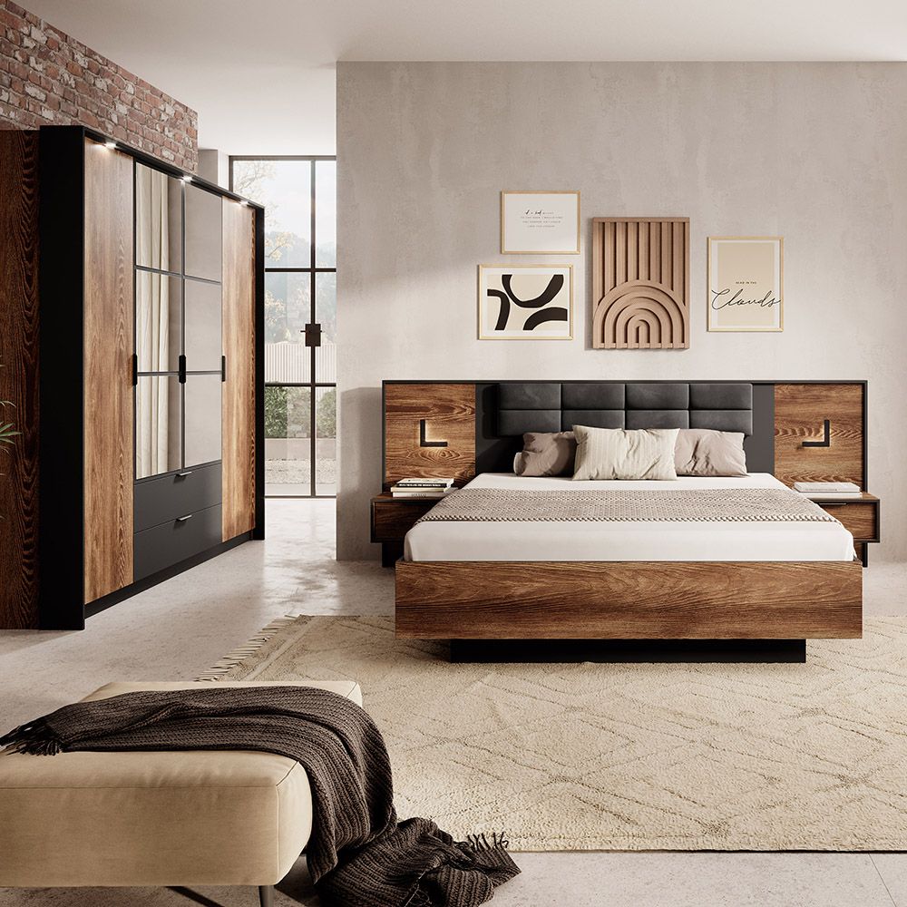 Ložnice MILTON l | 5 dílů | kaštan/antracit