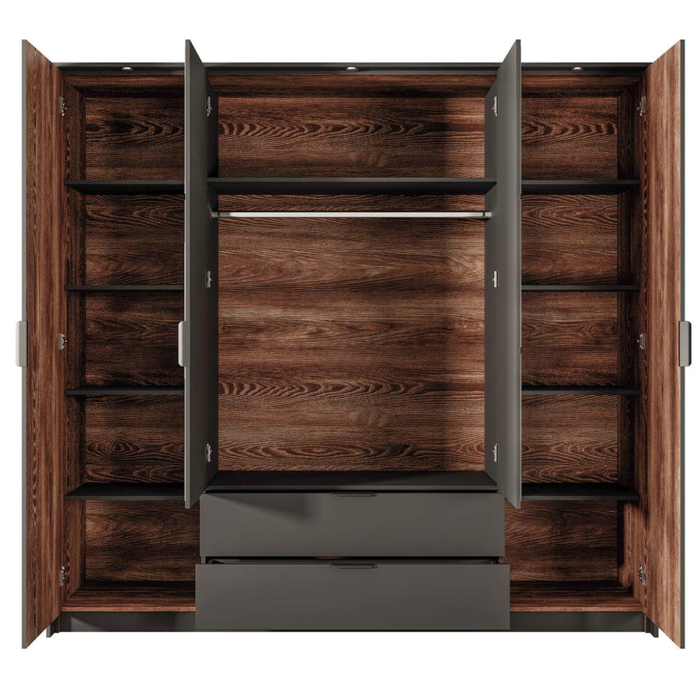 Ložnice MILTON l | 5 dílů | kaštan/antracit