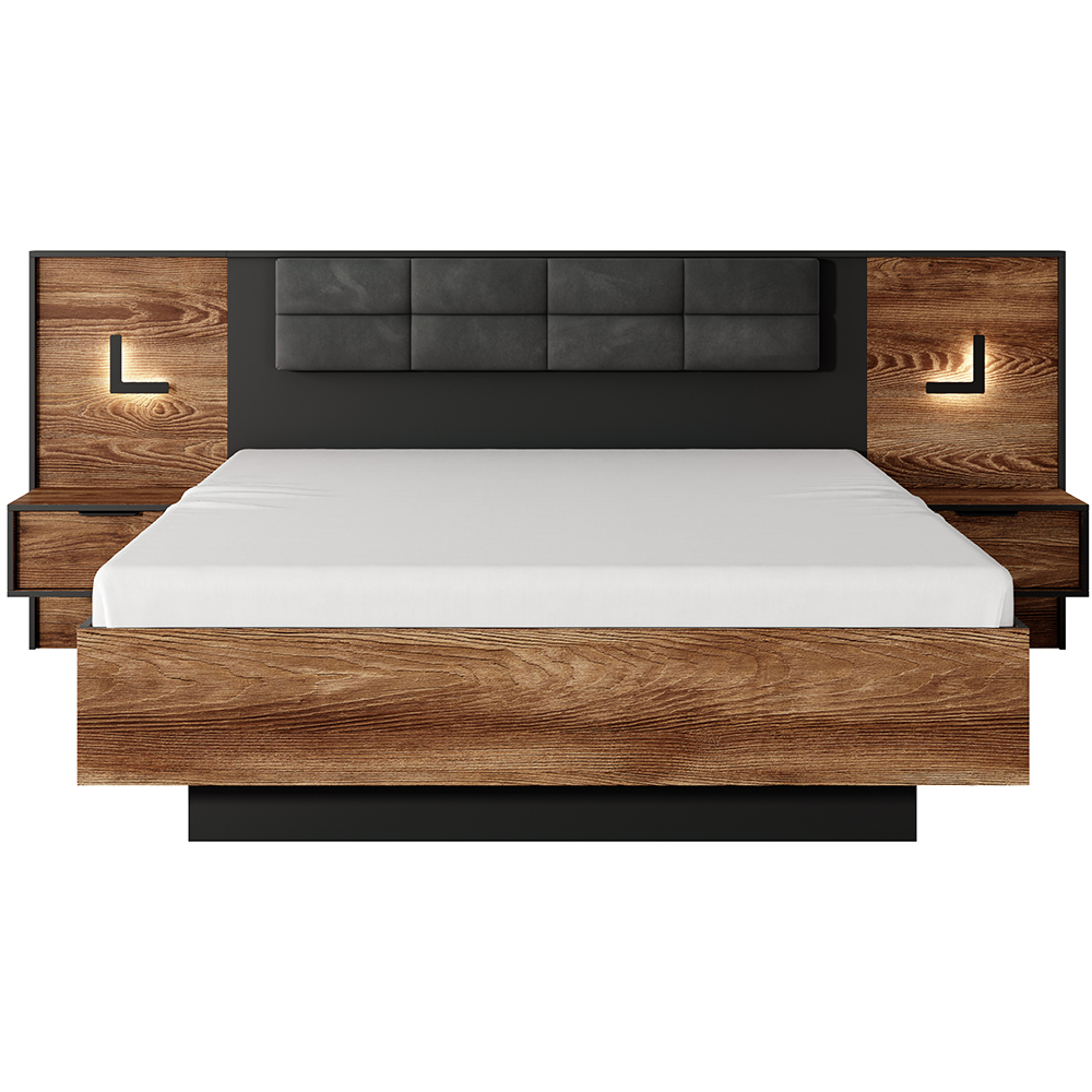 Ložnice MILTON l | 5 dílů + LED osvětlení + rošt + KVALITNÍ MATRACE | kaštan/antracit