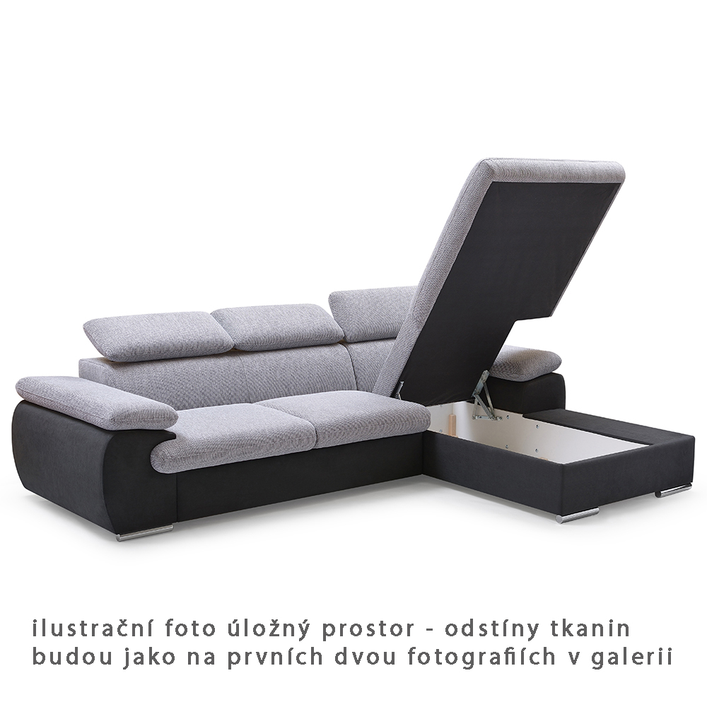Sedací souprava COOL | 281x191 cm | rozkládací + úložný prostor | PRAVÁ | šedo černá 23/15
