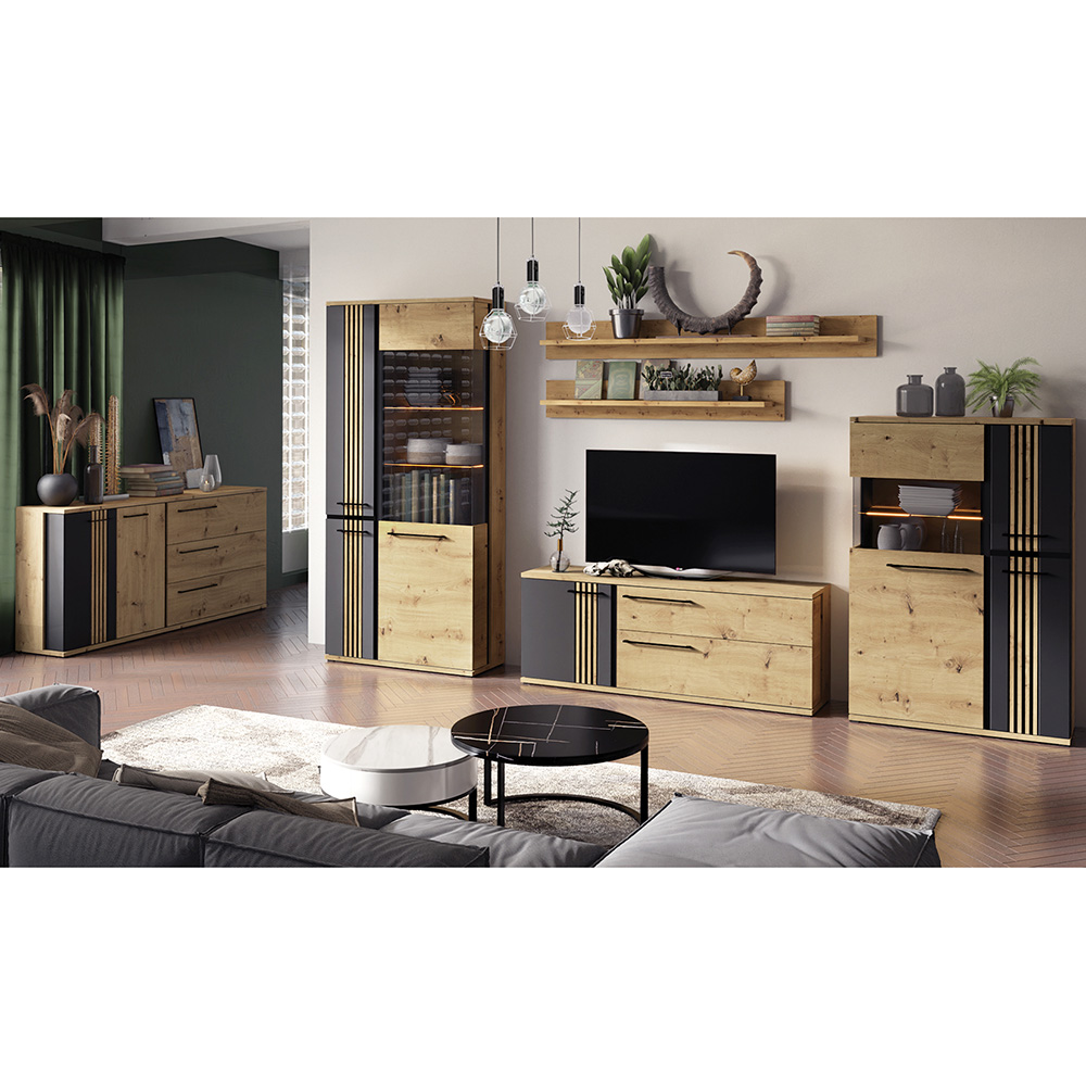 MOLTO c | vitrína ML2A + LED osvětlení | 93 cm | artisan/černá