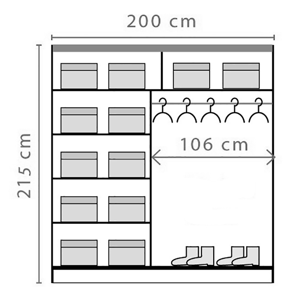 EFFECT a | šatní skříň EF1 se zrcadlem | 200 cm | andersen/lancelot