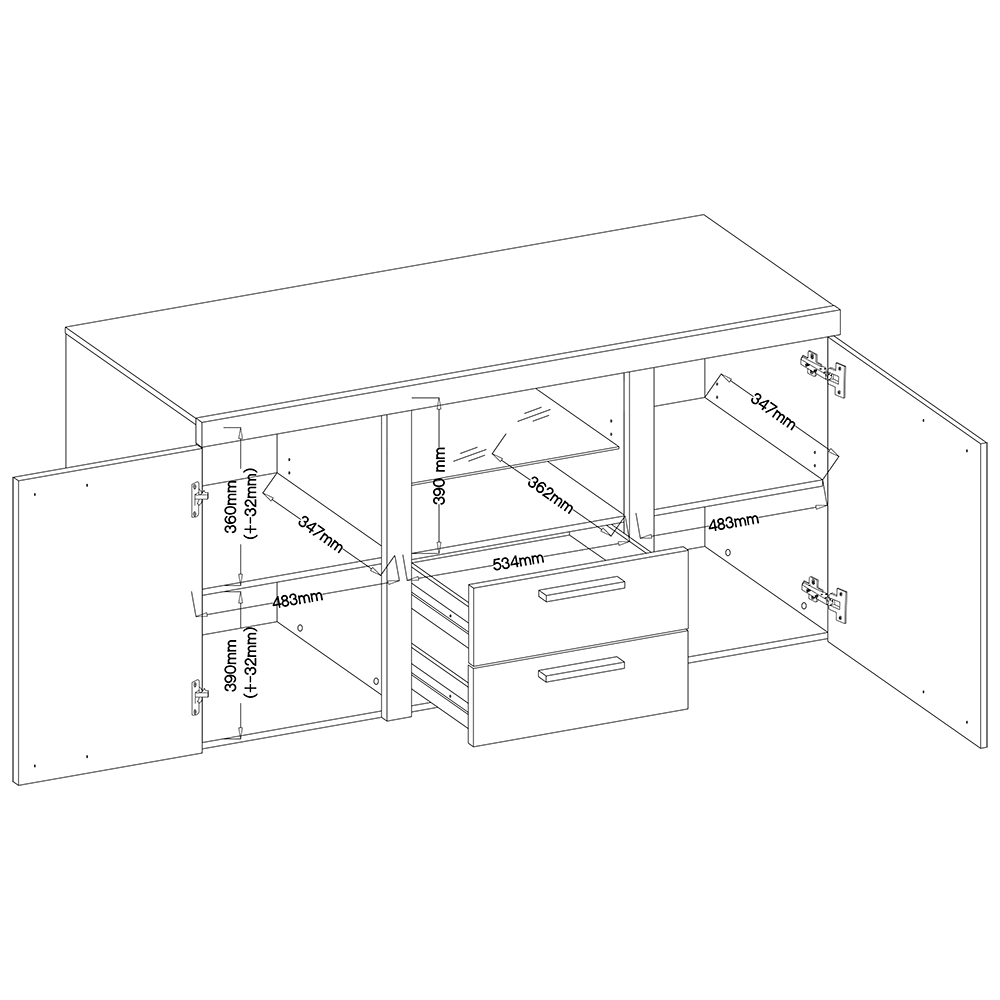 Komoda RUMBA 2F2S | 156,4 cm | old wood style/matera