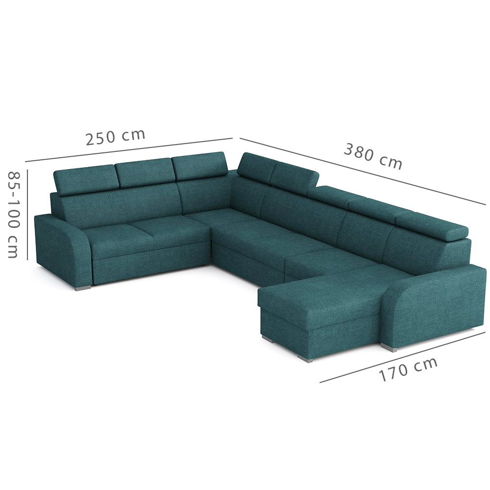 Sedací souprava OSLO U | 250x380x170 | rozkládací + 2x úložný prostor | VÝBĚR TKANIN