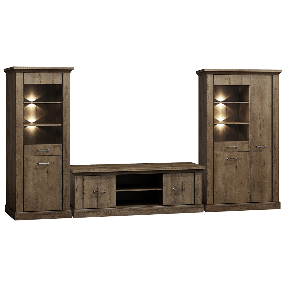 Obývací stěna ANTICA L | sestava B | 306 cm | dub lefkas | POSLEDNÍ KUS