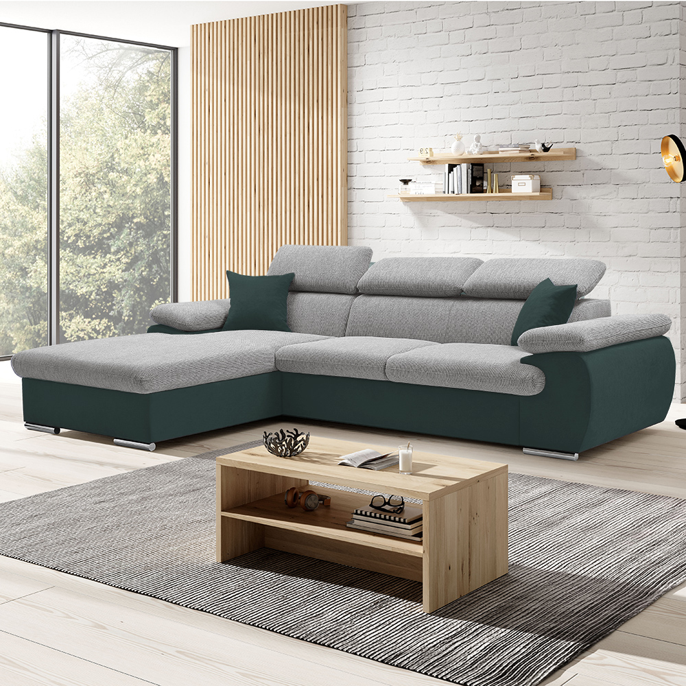 Sedací souprava COOL | 191x281 cm | rozkládací + úložný prostor | LEVÁ | šedo tmavě tyrkysová 18/24