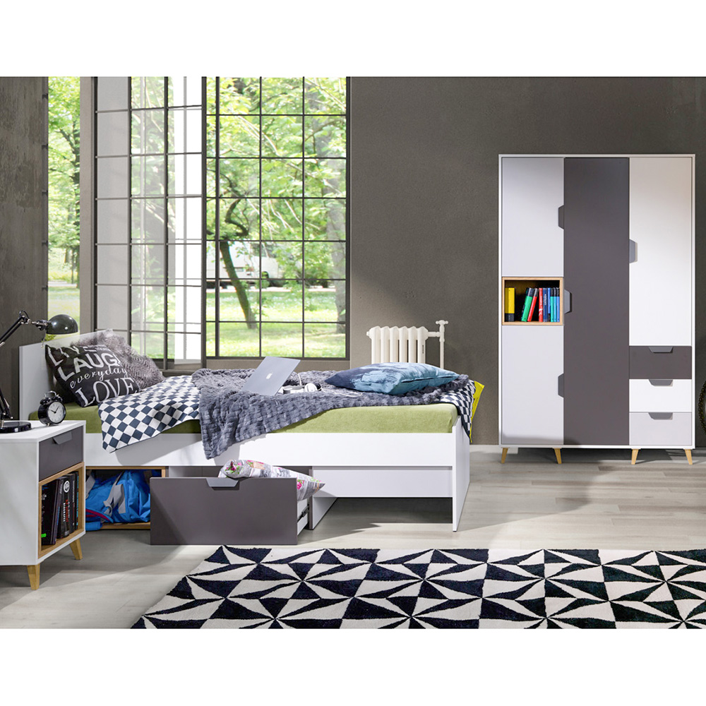 JOKER | regál 3 | 80 cm | bílá/grafit/šedá/lefkas světlý