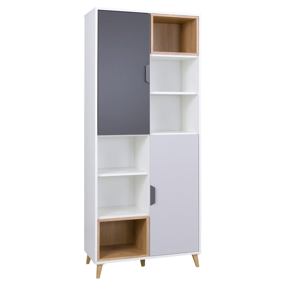 JOKER | regál 3 | 80 cm | bílá/grafit/šedá/lefkas světlý