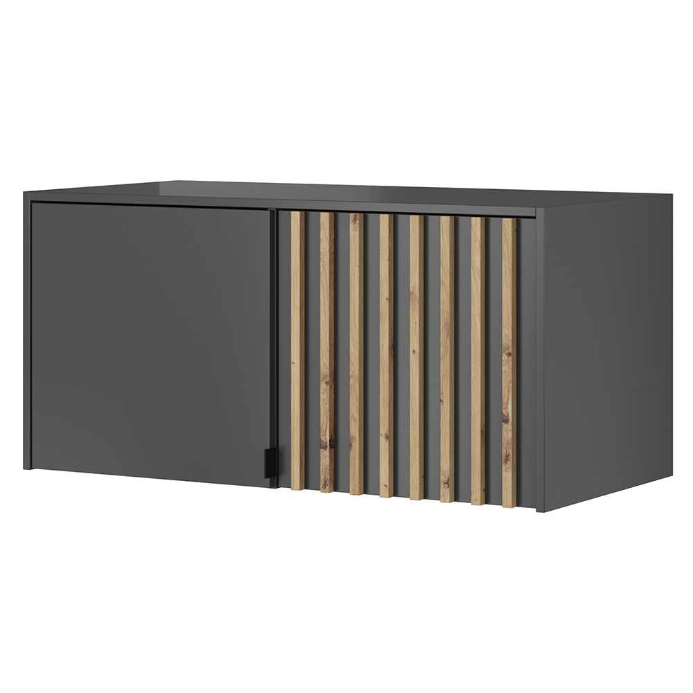 Šatní skříň NELLY 2D se zrcadlem + nástavec | 105 cm | grafit