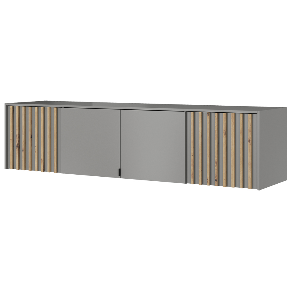 Šatní skříň NELLY 4D se zrcadlem + nástavec | 206 cm | šedá