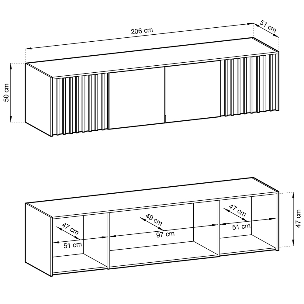 Šatní skříň NELLY 4D se zrcadlem + nástavec | 206 cm | grafit