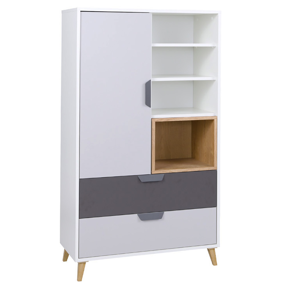 Dětský pokoj JOKER | sestava B | 5 dílů | bílá/grafit/šedá/lefkas světlý