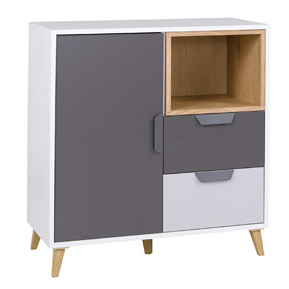 Dětský pokoj JOKER | sestava B | 5 dílů | bílá/grafit/šedá/lefkas světlý