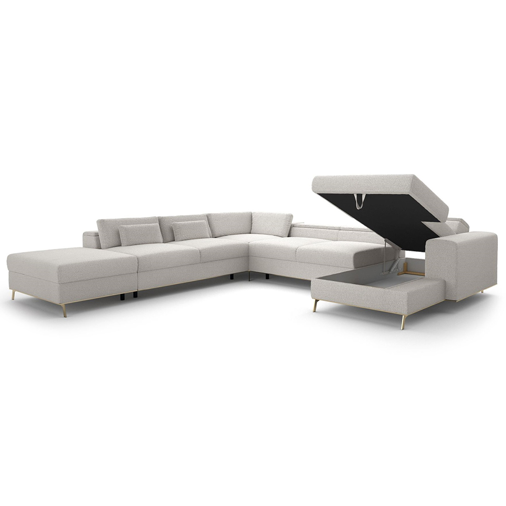 Sedací souprava CHROME NEW | 339x374x185 | rozkládací + úl. prostor | VÝBĚR TKANIN a NOŽIČEK