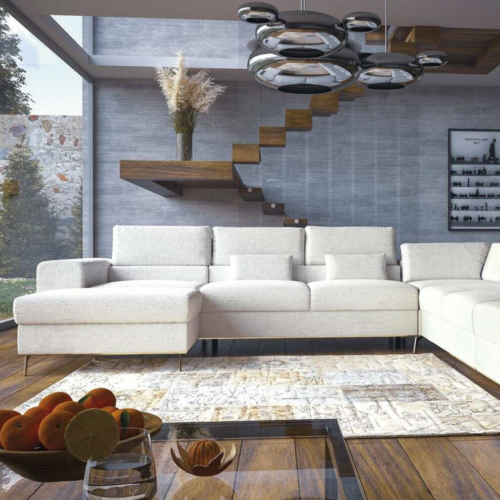 Sedací souprava CHROME NEW | 185x374x339 | rozkládací + úl. prostor | VÝBĚR TKANIN a NOŽIČEK