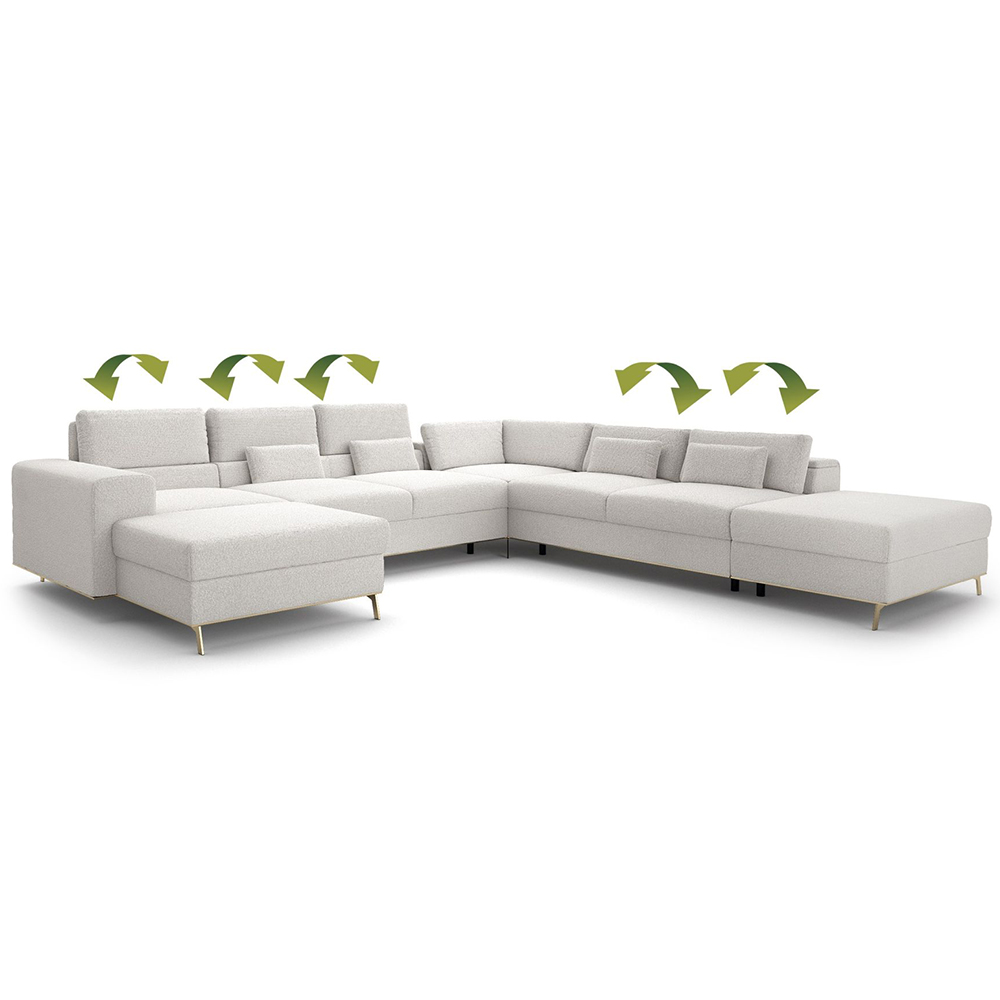 Sedací souprava CHROME NEW | 185x374x339 | rozkládací + úl. prostor | VÝBĚR TKANIN a NOŽIČEK