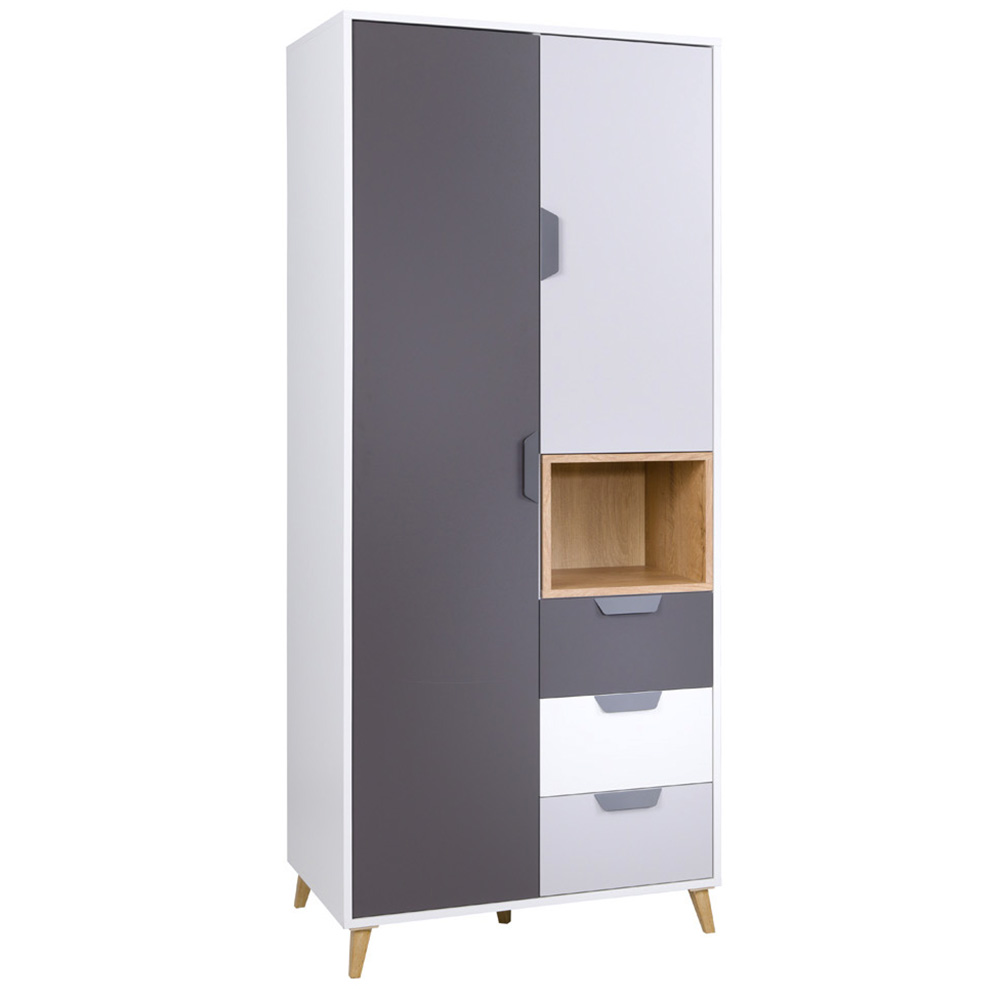 Dětský pokoj JOKER | sestava E | 5 dílů | bílá/grafit/šedá/lefkas světlý