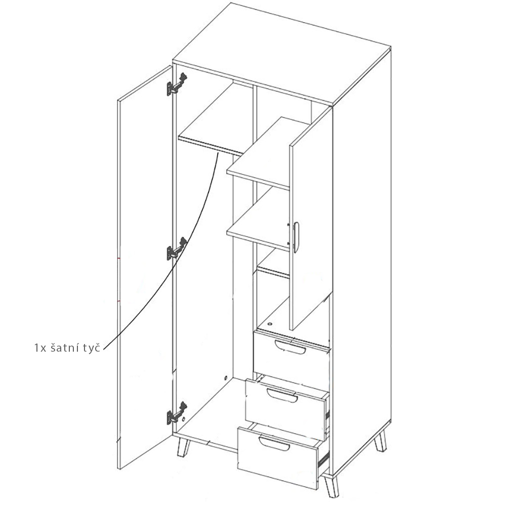 Dětský pokoj JOKER | sestava E | 5 dílů | bílá/grafit/šedá/lefkas světlý
