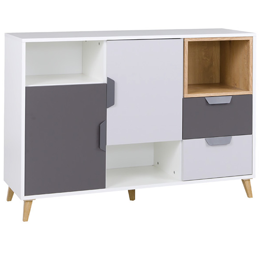 Dětský pokoj JOKER | sestava E | 5 dílů | bílá/grafit/šedá/lefkas světlý