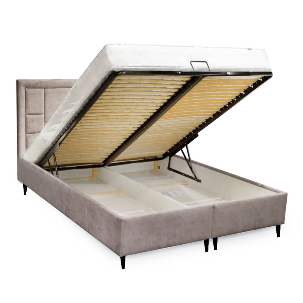 Dvoulůžko KUGA HIGH | 160x200 | s úložným prostorem a roštem | VÝBĚR TKANIN A NOŽIČEK