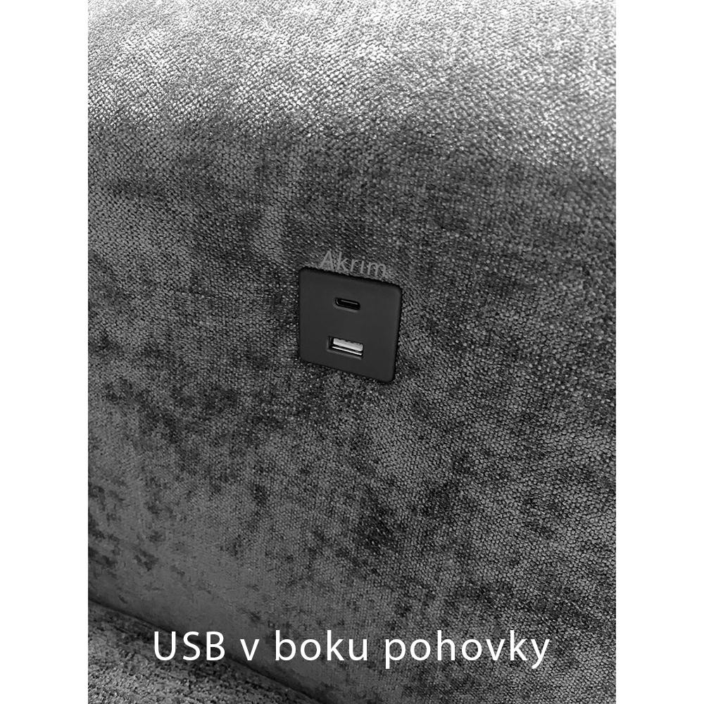 Rozkládací pohovka ORTIS | 212 cm | PRAVÁ | EXTRA KVALITA | zabudovaný USB port | VÝBĚR TKANIN