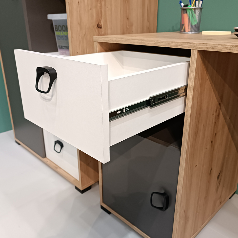 KEVIN | regál 4 | 80 cm | dub artisan/grafit/bílá