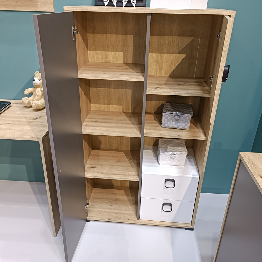 KEVIN | komoda 6 | 120 cm | dub artisan/grafit/bílá