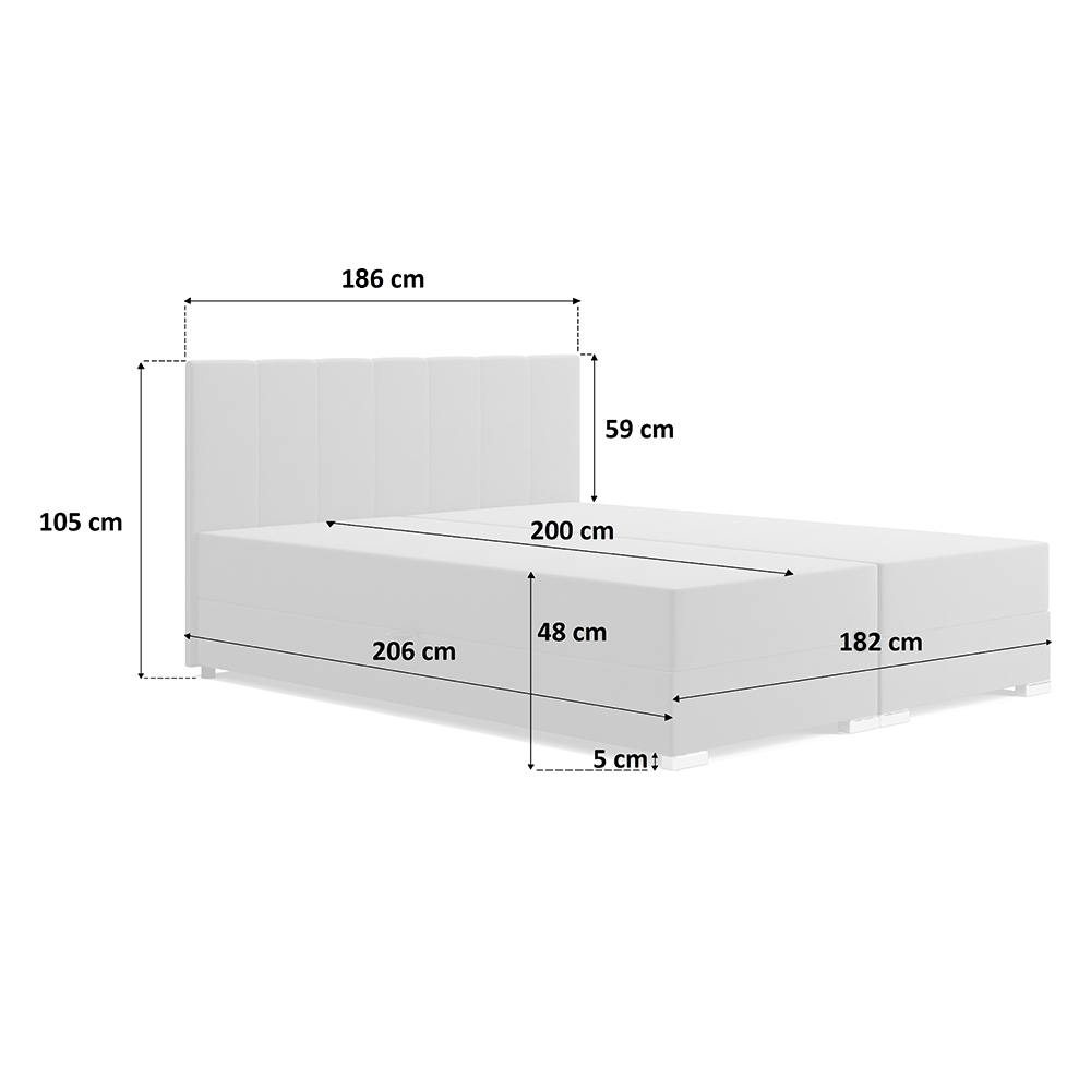 Kontinentální postel dvoulůžko BOXSPRING IDRIS + topper v ceně | 180x200 | VÝBĚR TKANIN