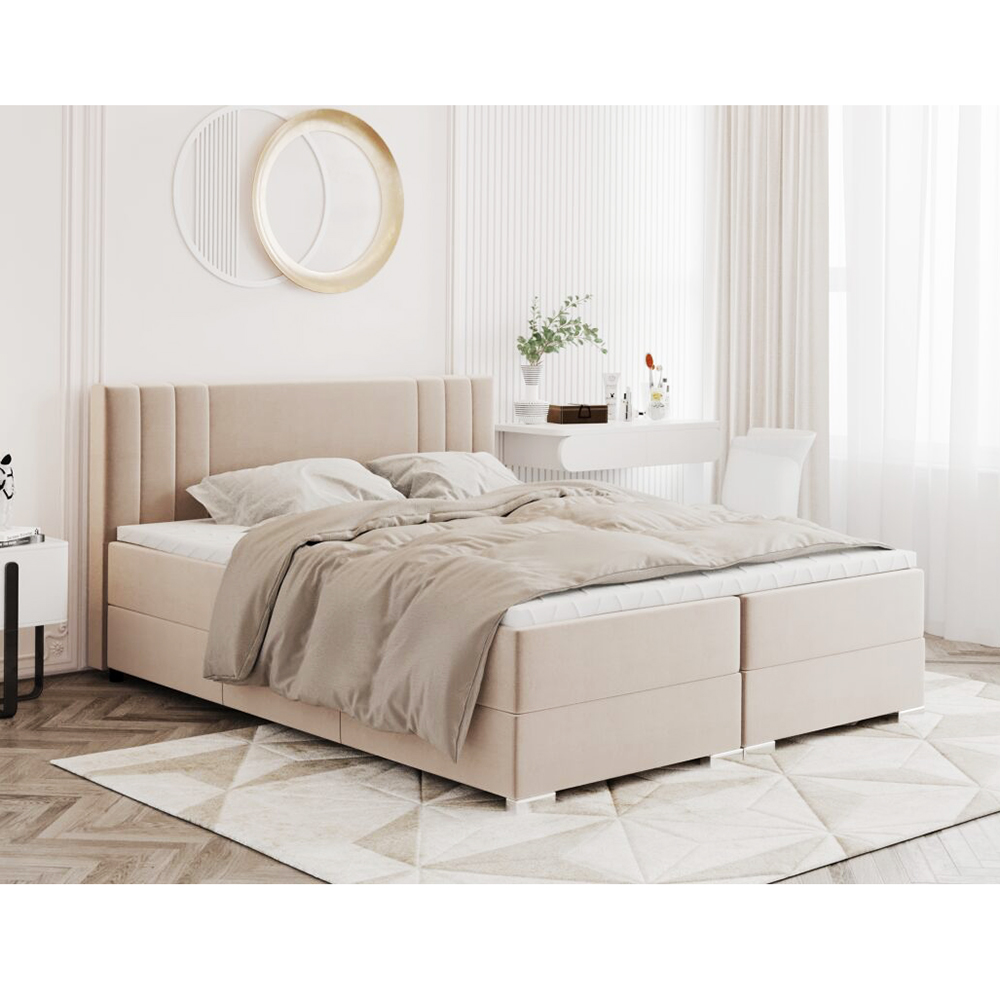 Kontinentální postel dvoulůžko BOXSPRING IDRIS + topper v ceně | 180x200 | VÝBĚR TKANIN