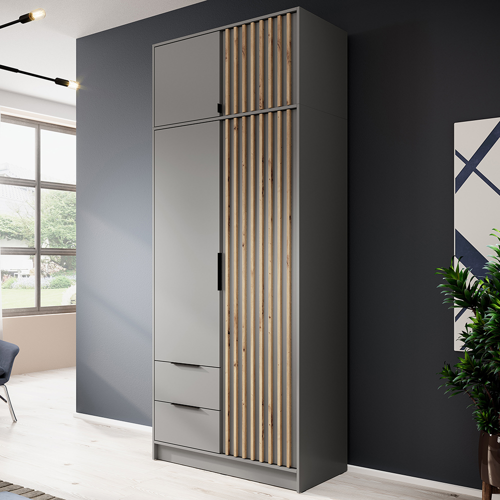 Nástavec na šatní skříň NELLY 2D | 105 cm | šedá