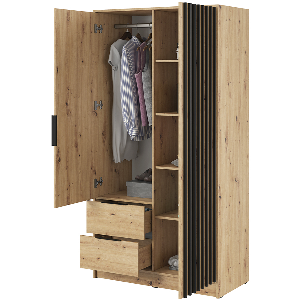 Šatní skříň NELLY 2D se zrcadlem + nástavec | 105 cm | artisan