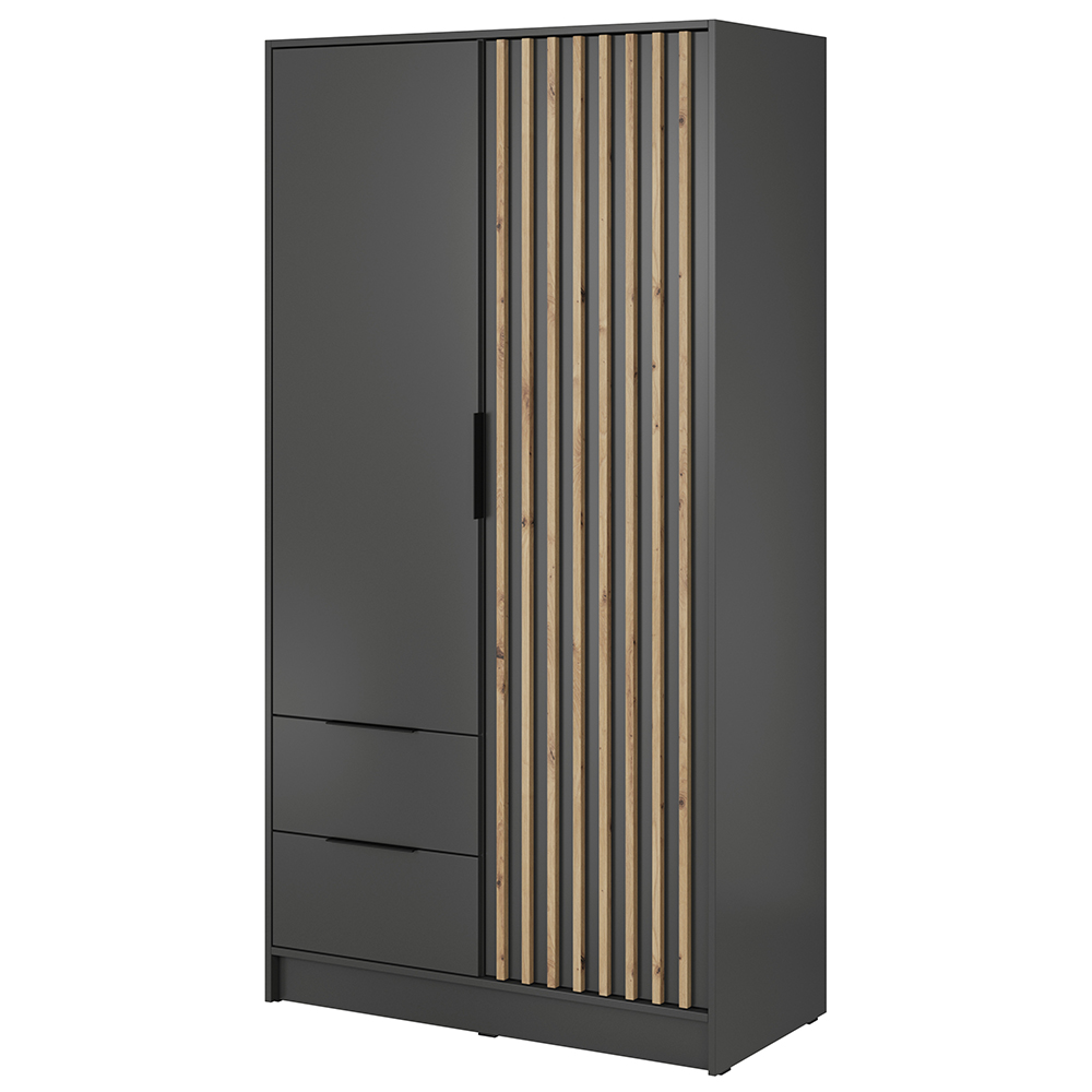 Šatní skříň NELLY 2D bez zrcadla + nástavec | 105 cm | grafit