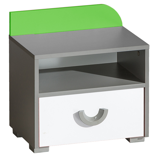 Noční stolek FUTURO F12 | 45 cm | grafit/bílá/zelená