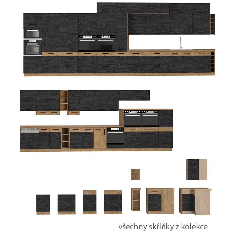 VIGO d | vysoká skříňka 60DPS-210 3S 1F na vestavnou troubu | 60 cm | lancelot/dark wood