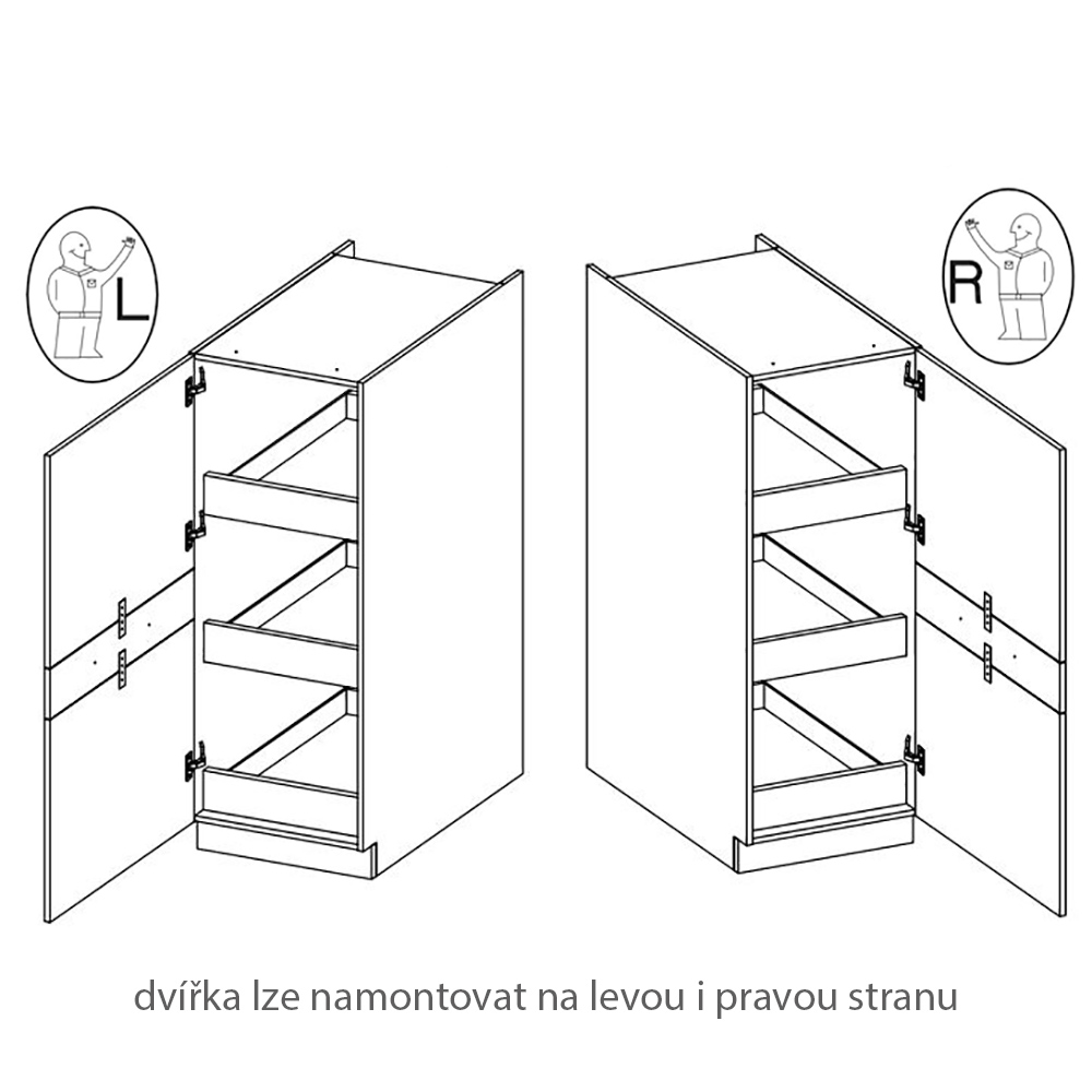 VIGO d | vysoká skříňka 50DK-145 1F 3S potravinová | 3 zásuvky | 50 cm | lancelot/dark wood