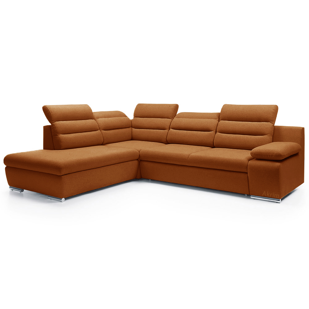 Sedací souprava GRECO | FUNKČNÍ LÁTKA | levá | rozkládací + úložný prostor | cihlová 54 | AKCE