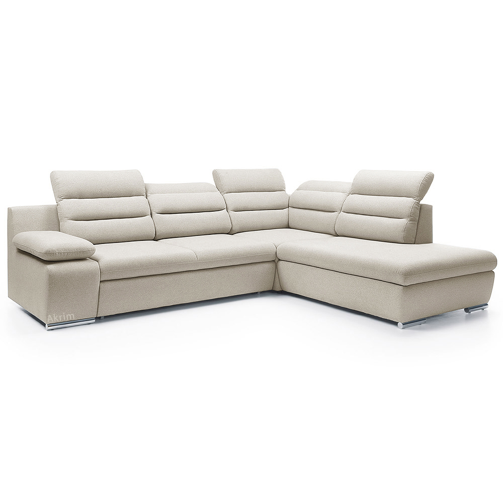 Sedací souprava GRECO | FUNKČNÍ LÁTKA | pravá | rozkládací + úložný prostor | bílobéžová 02 | AKCE