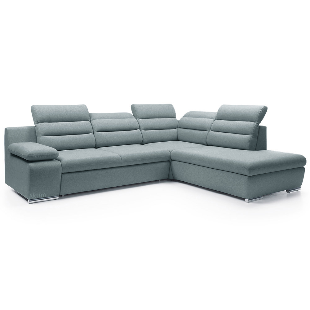 Sedací souprava GRECO | FUNKČNÍ LÁTKA | pravá | rozkládací + úložný prostor | šedomodrá 74 | AKCE