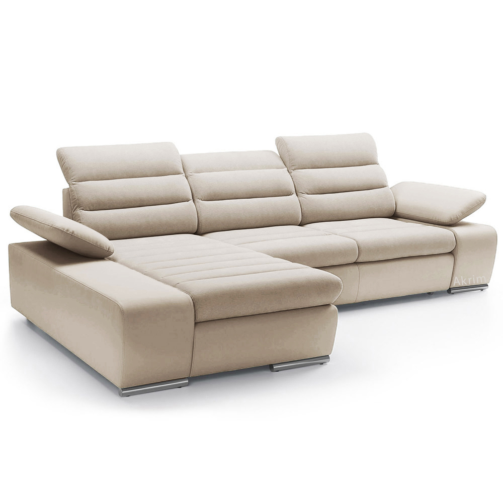 Sedací souprava KORFU | FUNKČNÍ LÁTKA | levá | rozkládací + úložný prostor | světle béžová 03 | AKCE