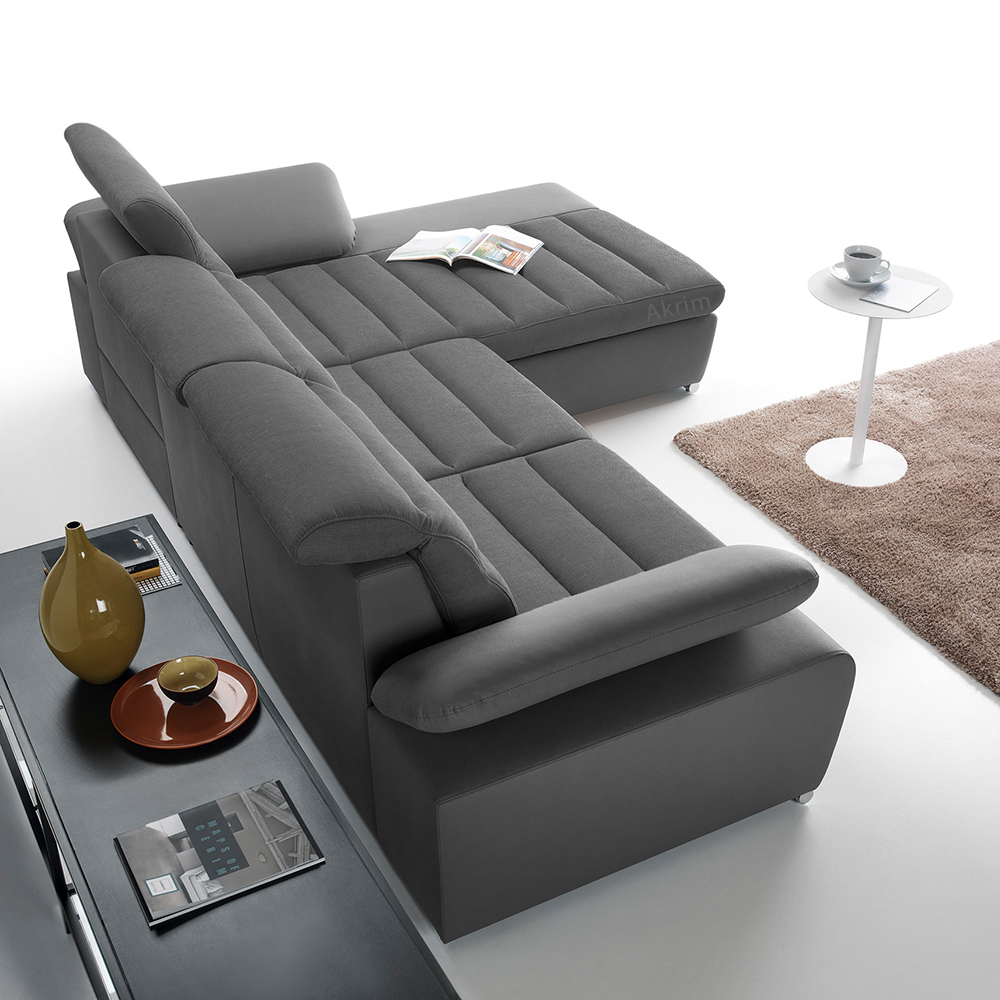 Sedací souprava KORFU | FUNKČNÍ LÁTKA | levá | rozkládací + úložný prostor | tmavě modrá 79 | AKCE